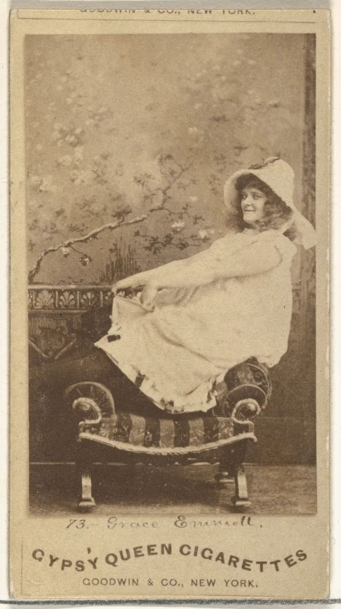 Grace Emmiett, from the Actors and Actresses series (N171) for Gypsy Queen Cigarettes by Goodwin & Company, photograph, 1886-1890
