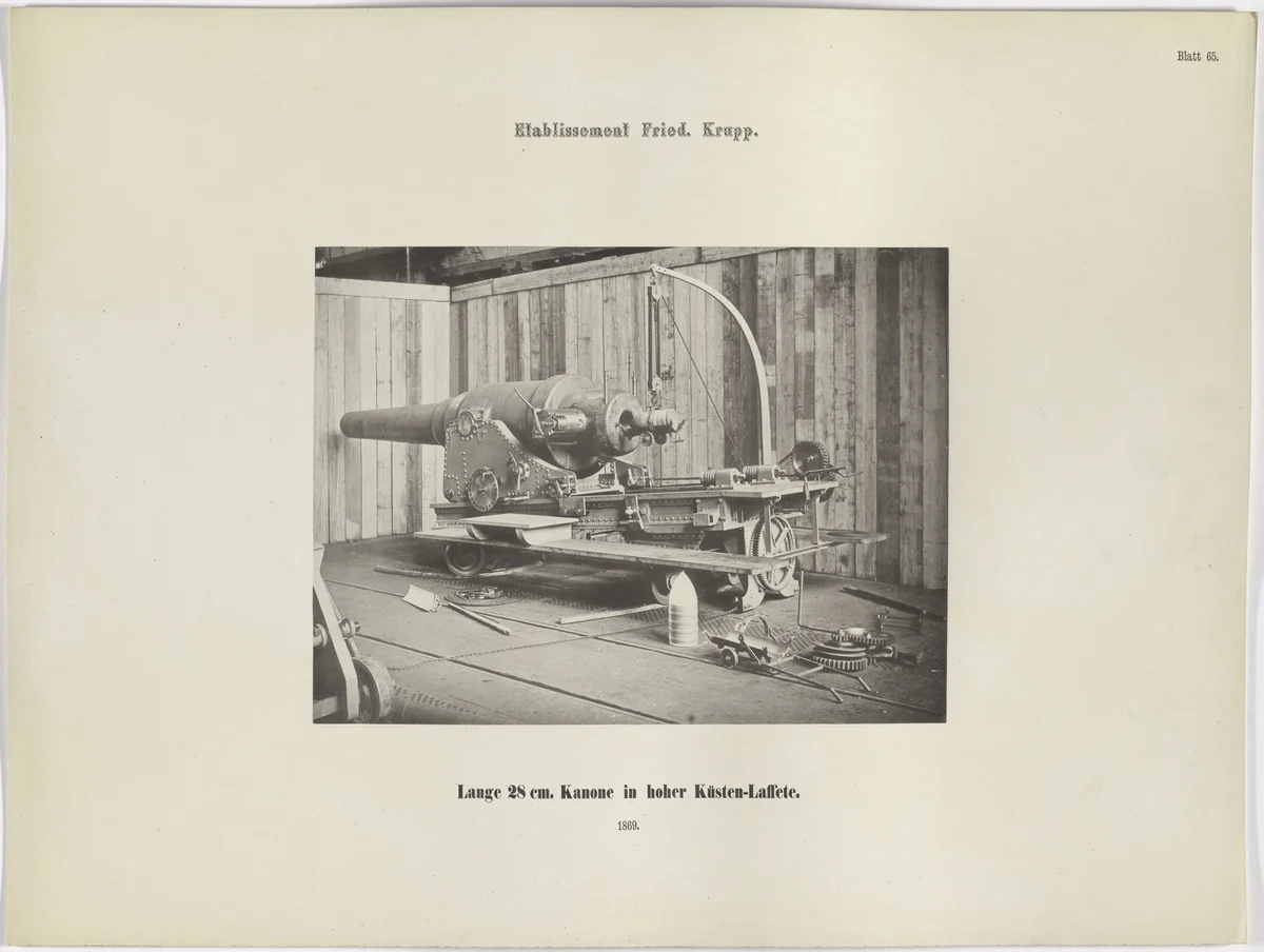 Lange 28 cm. Kanone in hoher Küsten-Laffete by Hugo van Werden, photograph, 1869