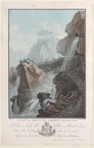 Vue de la chute du torrent de Gelten by Charles Melchior Descourtis, print, 1785