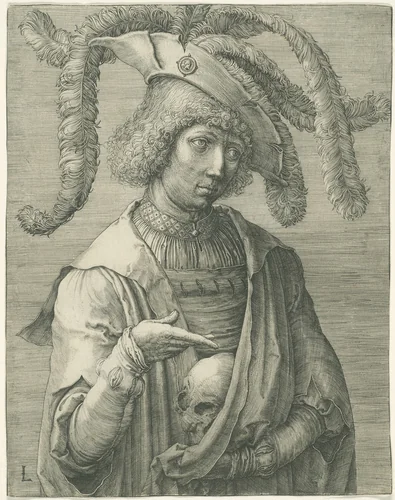 Young Man with a Skull by Lucas van Leyden, print, 1514-1524