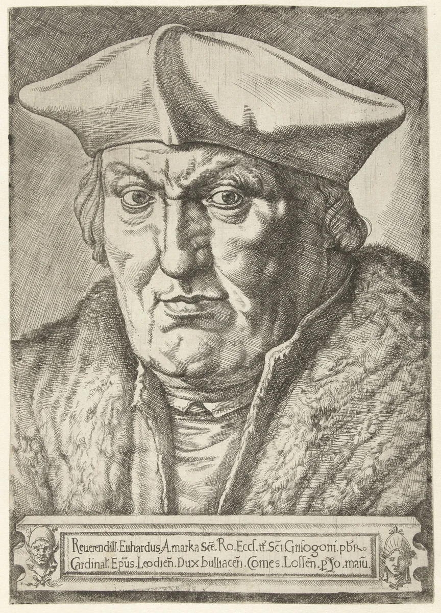 Portret van Erard de la Marck, prins-bisschop van Luik by Unknown, print, 1540-1550