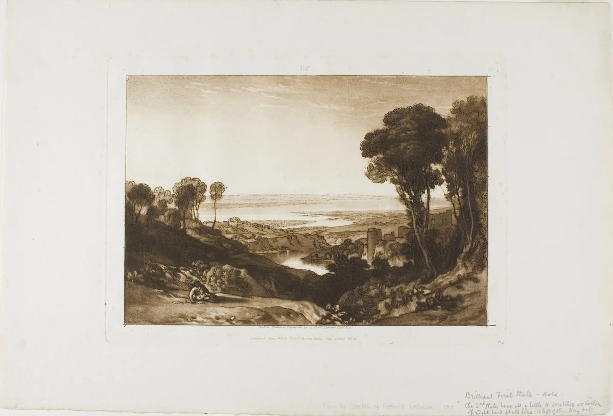 Junction of the Severn and Wye, plate 28 from Liber Studiorum by Joseph Mallord William Turner, print, 1811