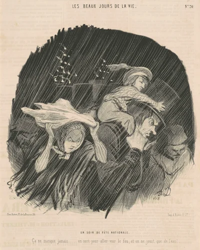 Un soir de fête nationale by Honoré Daumier, print, 1844