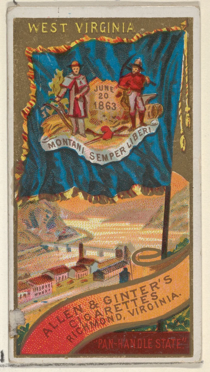 West Virginia, from Flags of the States and Territories (N11) for Allen & Ginter Cigarettes Brands by Allen & Ginter, print, 1888