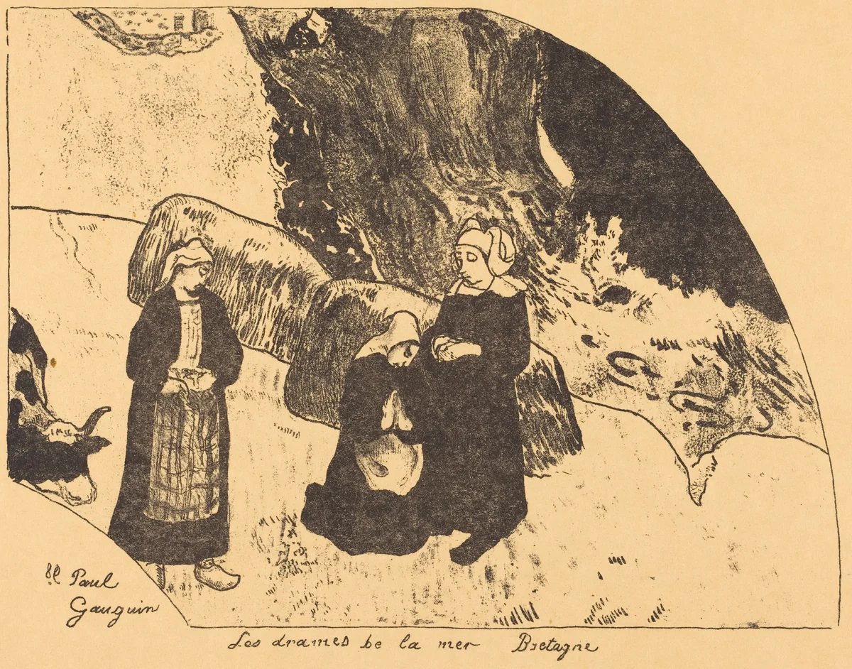 Dramas of the Sea, Brittany (Les drames de la mer, Bretagne) by Paul Gauguin, print, 1889
