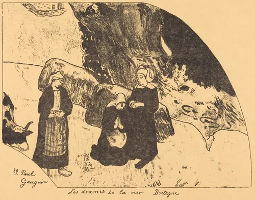 Dramas of the Sea, Brittany (Les drames de la mer, Bretagne) by Paul Gauguin, print, 1889