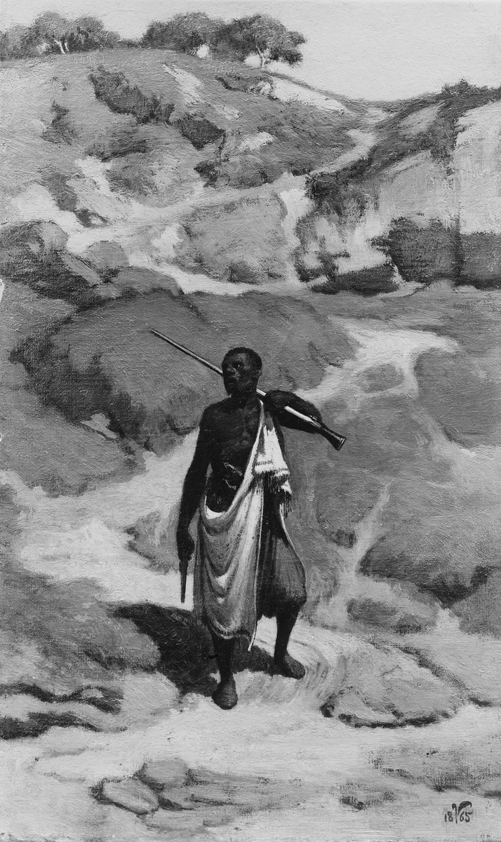 The African Sentinel by Elihu Vedder, artwork, 1865