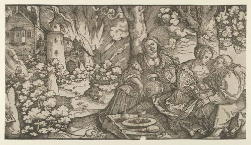 Lot and his Daughters by Hans Schäufelein, print, 1525-1535
