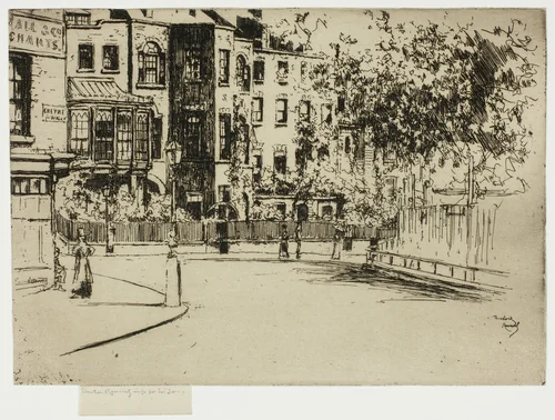 The Corner of Cheyne Walk, Chelsea by Theodore Roussel, print, 1888-1889