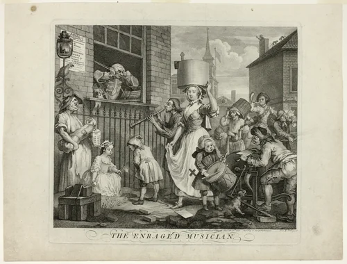 The Enraged Musician by William Hogarth, print, 1741
