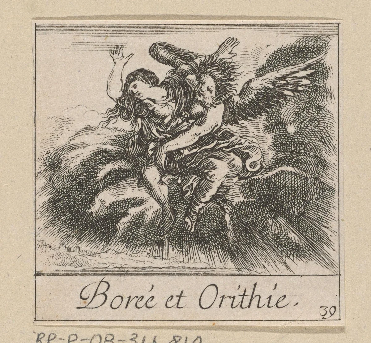 Boreas en Oreithyia by anonymous, print, 1620-1664