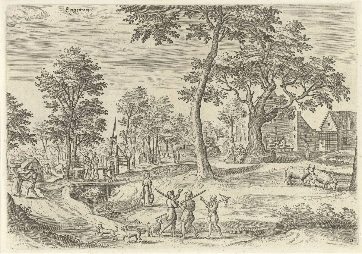 Gezicht op Eggevoort by Hans Collaert, print, 1530-1580