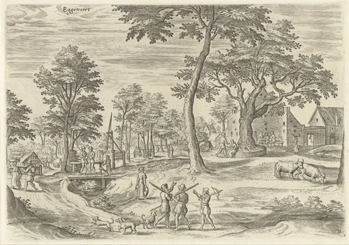 Gezicht op Eggevoort by Hans Collaert, print, 1530-1580