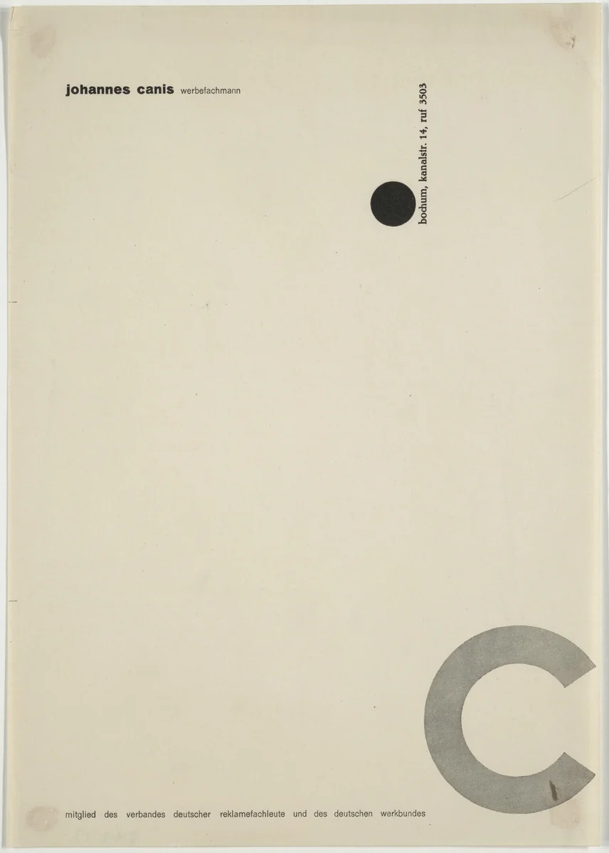Johannes Canis Werbefachmann by Johannes Canis, design, 1928