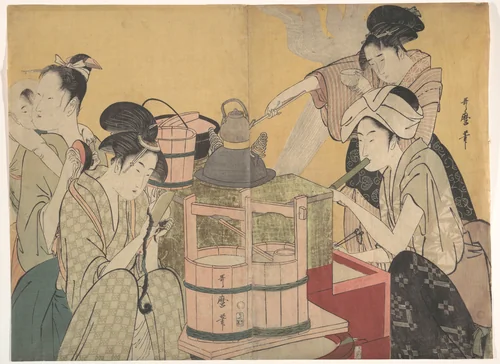 Kitchen Scene by Kitagawa Utamaro (喜多川歌麿), print, 1784-1805