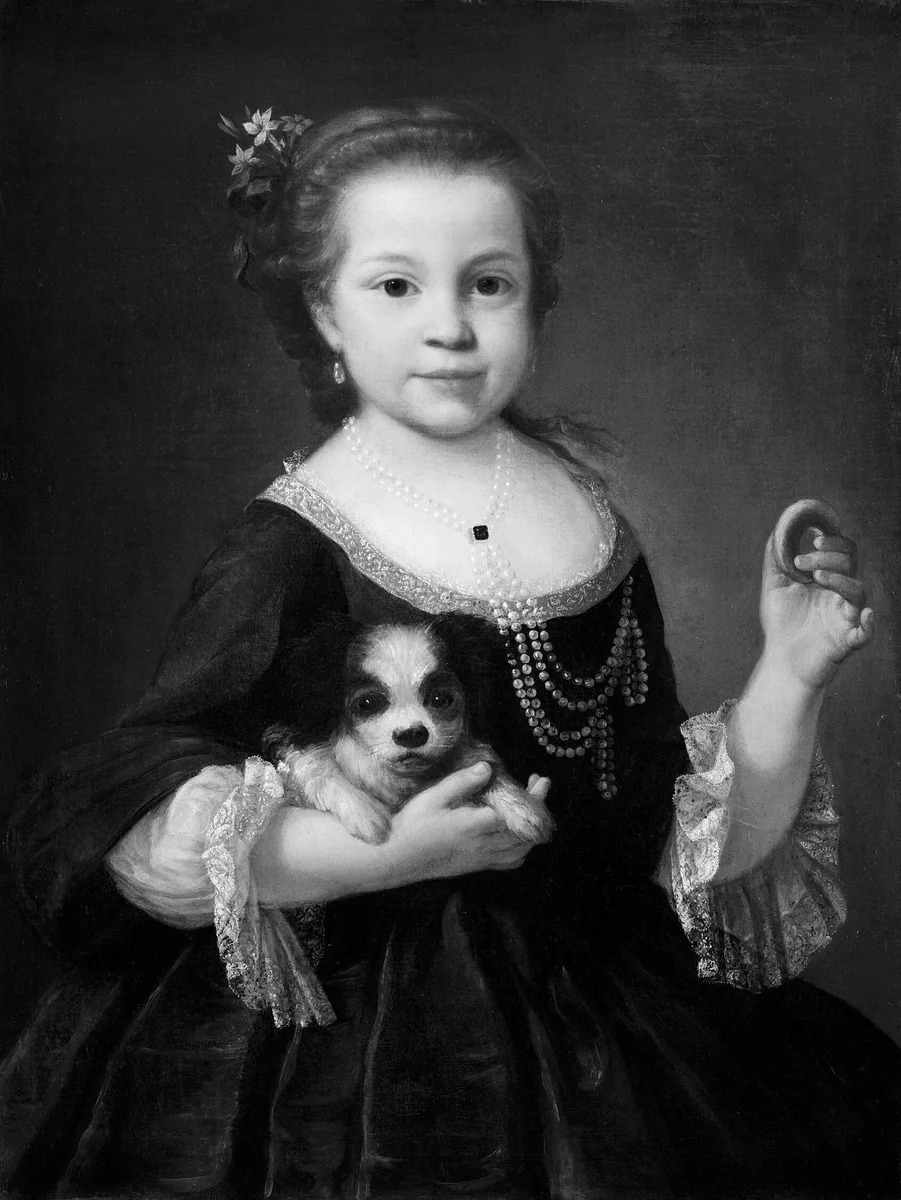 Portrait of a Girl with a Dog by Alessandro Longhi, painting, 1735-1745