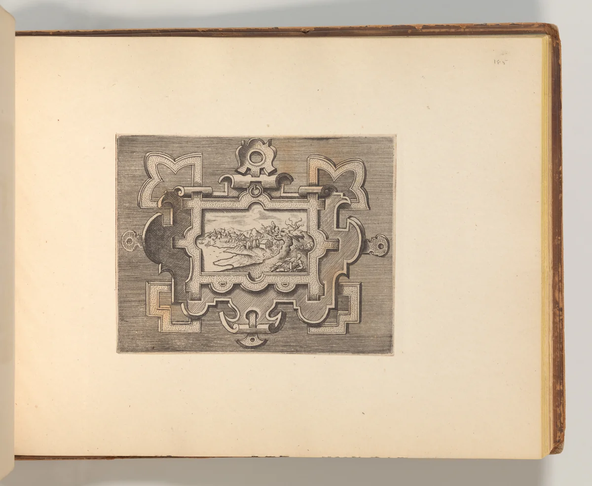 Series of Cartouches, in: Targhe ed altri ornati di varie e capricciose invenzioni (Cartouches and other ornaments of various and capricious invention, page 46) by Cornelis Bos, book, 1540-1560