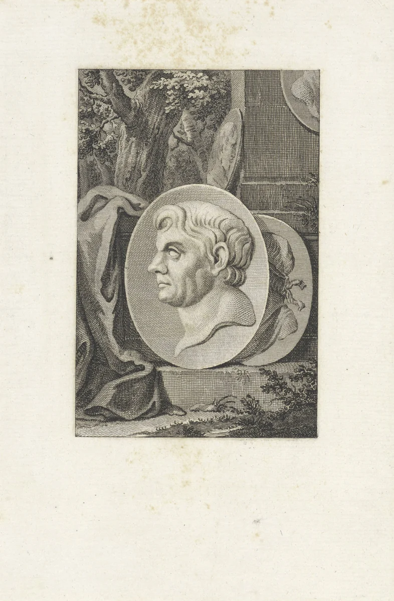 Medaillon met het portret van Pompeius de Grote by Reinier Vinkeles, print, 1789-1809