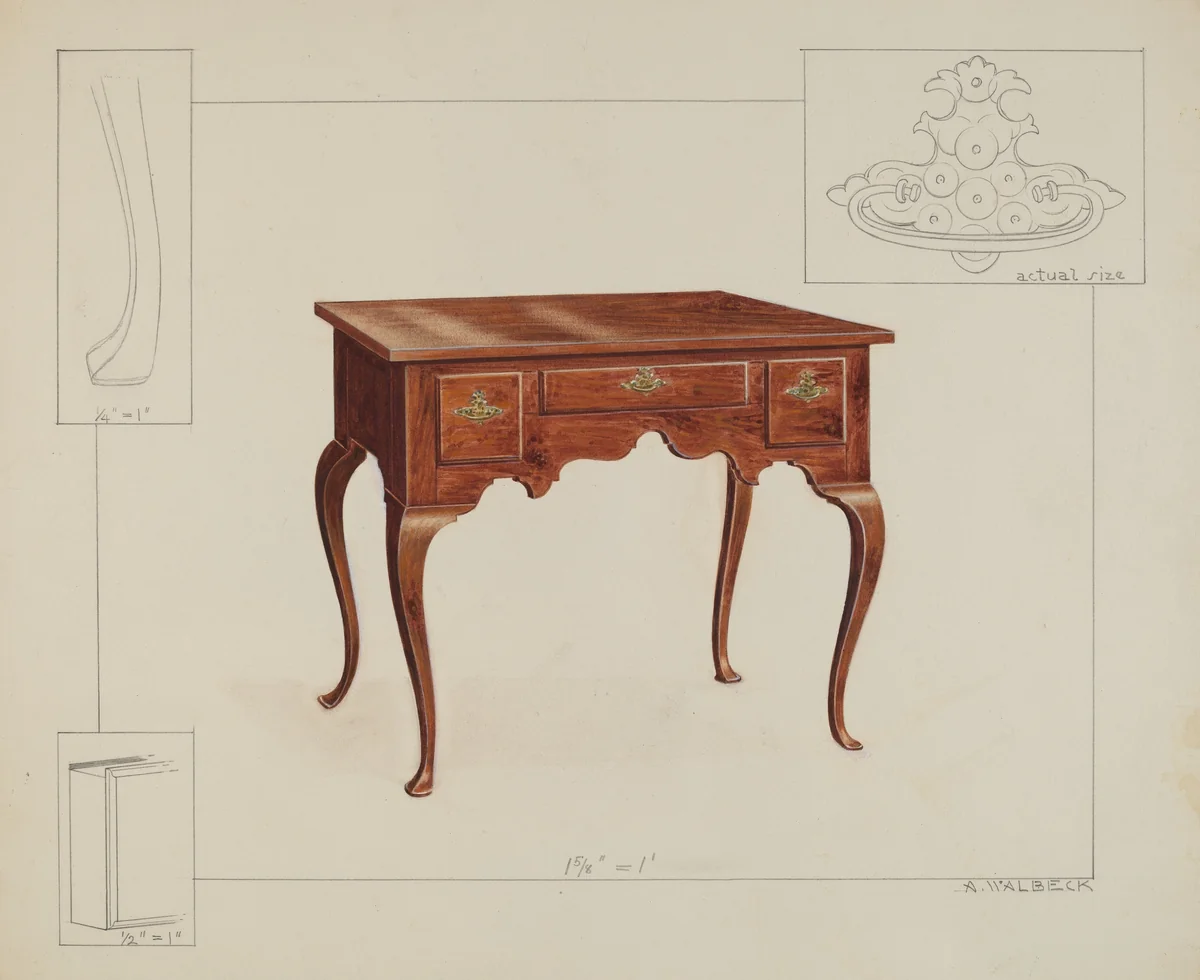 Lowboy by Alfred Walbeck, index of american design, 1936