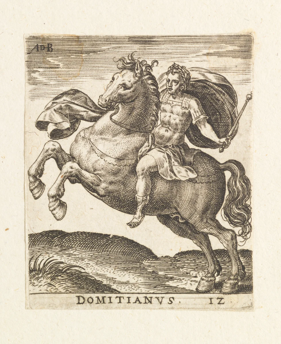 Domitianus, from "Twelve Caesars on Horseback" by Abraham de Bruyn, print, 1560-1592