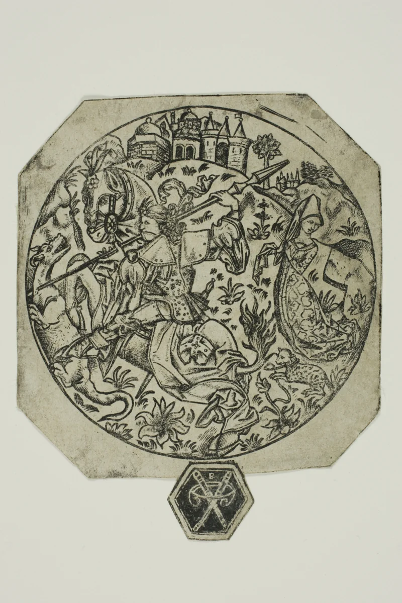 St. George Killing the Dragon by Master B, print, 1401-1500