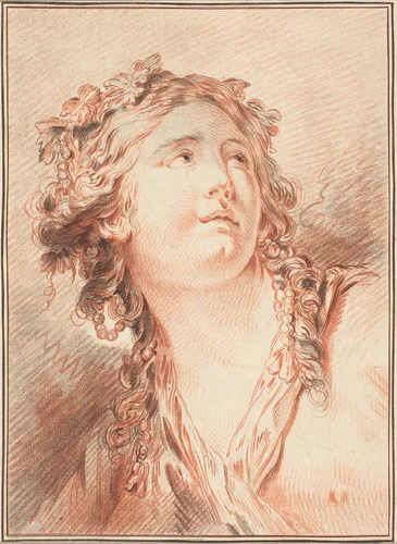 Head of a Young Woman by Gilles Demarteau; Jean-Baptiste Le Prince, print, 1722-1776