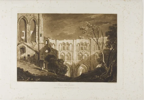 Rivaux Abbey, plate 51 from Liber Studiorum by Joseph Mallord William Turner, print, 1812