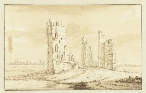 Ruïne van het huis te Kleef bij Haarlem by Abraham Rademaker, drawing, 1722-1733