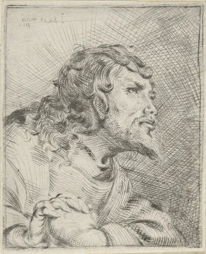 Buste van een biddende man by Unknown, print, 1593-1633