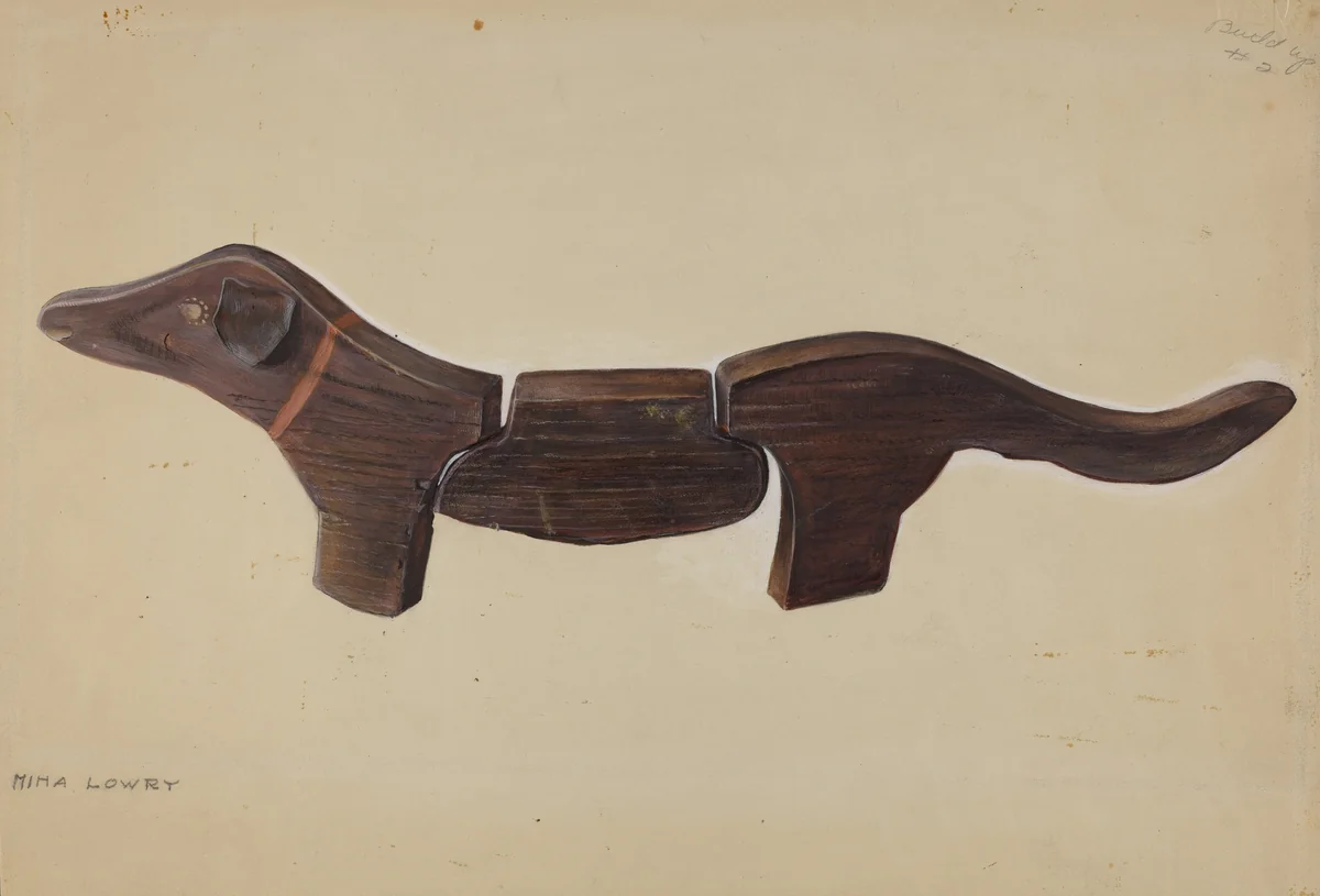 Pennsylvania German Toy Dachshund by Mina Lowry, index of american design, 1937