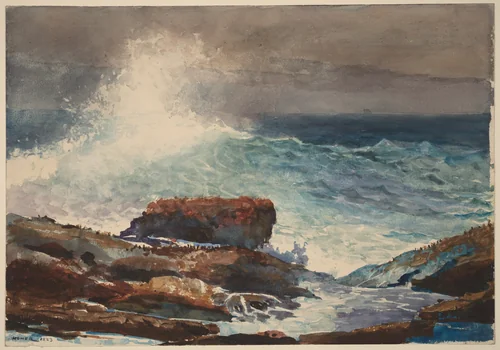 Incoming Tide, Scarboro, Maine by Winslow Homer, drawing, 1883