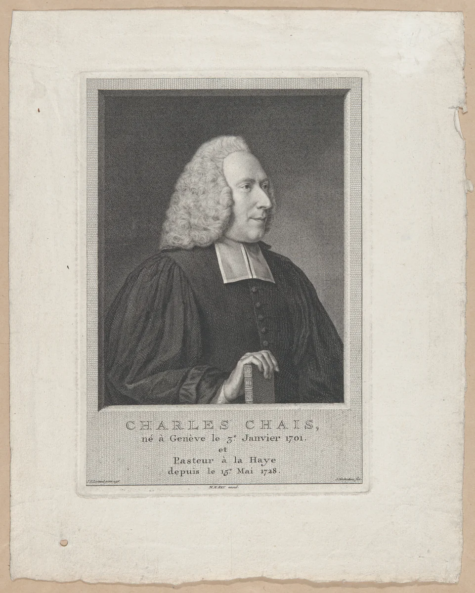 Portrait of Charles Chais by Jacob Houbraken, print, 1765