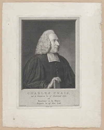 Portrait of Charles Chais by Jacob Houbraken, print, 1765
