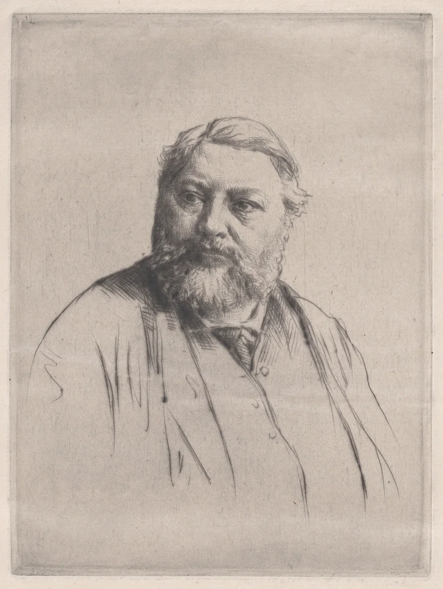 Portrait of Gustave Courbet by Marcellin Desboutin, print, 1878