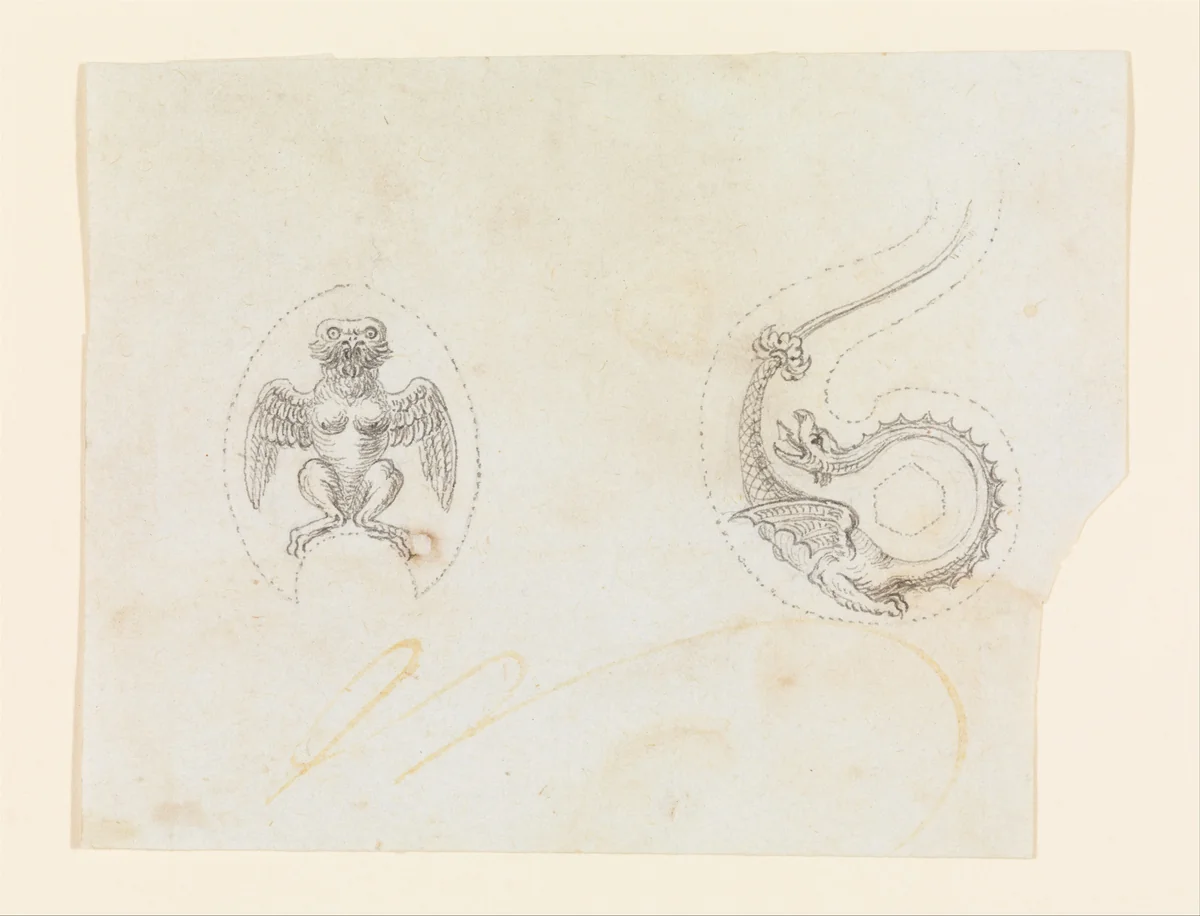 Designs for the Decoration of the Jaw and Profile of the Cock of a Firearm by Nicolas Noël Boutet, drawing, 1772-1830