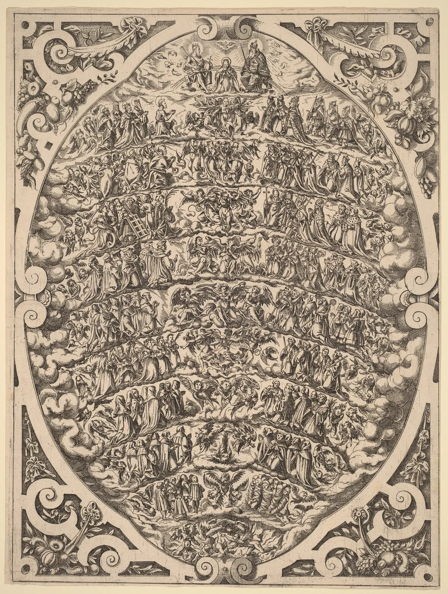 The Hierarchy of the Heavens by Jost Amman, print, 1579