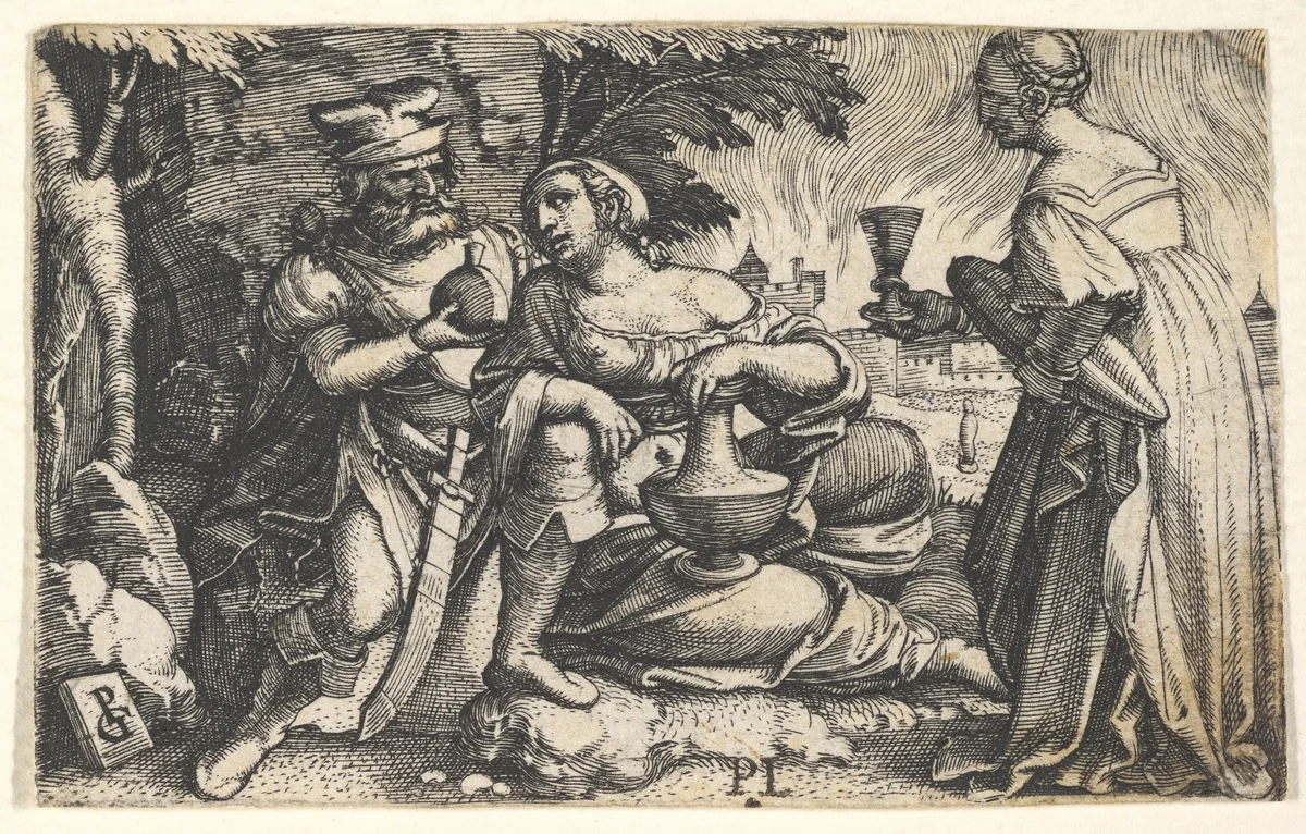 Lot and his daughters, from "Ten Old Testament Scenes" by Georg Pencz, print, 1531