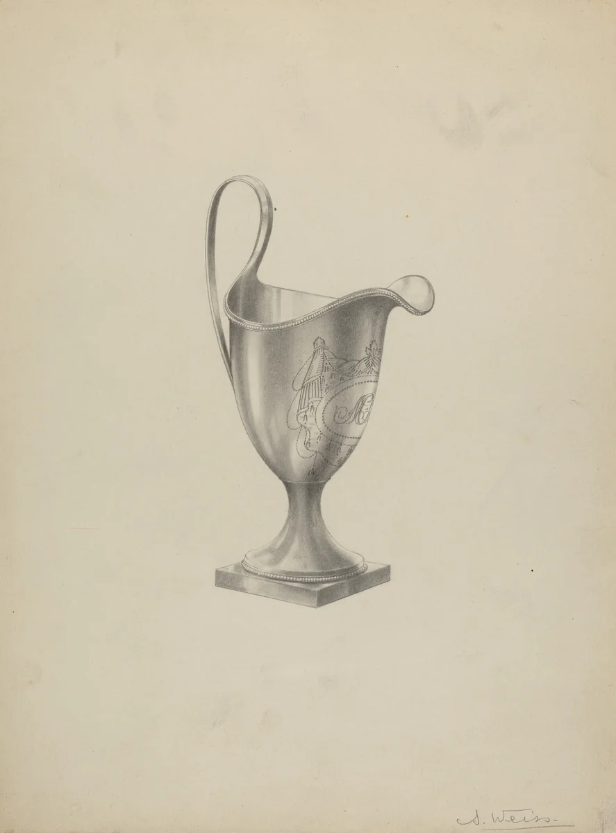 Silver Tea Set Creamer by Simon Weiss, index of american design, 1935-1942