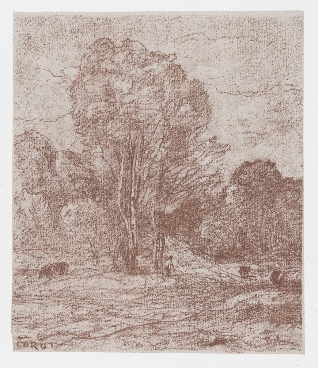 The Cows' Resting Place (Le Dormoir des vâches) by Camille Corot, print, 1871