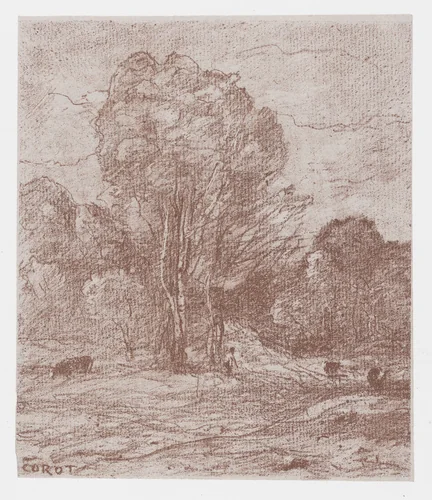 The Cows' Resting Place (Le Dormoir des vâches) by Camille Corot, print, 1871