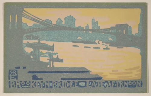Brooklyn Bridge Late Afternoon by Rachael Robinson Elmer, print, 1916