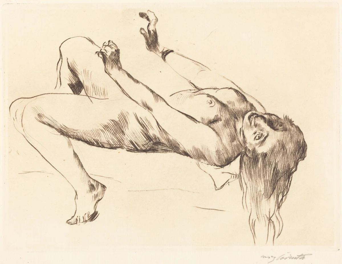 Liegender Weiblicher Akt.—Studie zu "Joseph und Potiphar" (Reclining Female Nude—Study for "Joseph and Potiphar's Wife") by Lovis Corinth, print, 1915