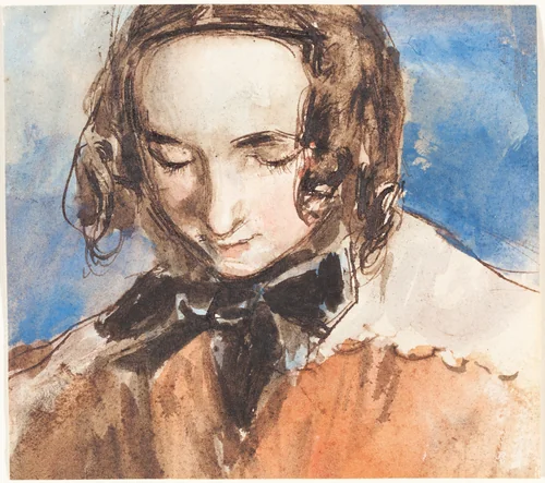 Girl with a Bow by William Edward Frost, drawing, 1810-1877