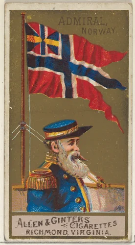 Admiral, Norway, from the Naval Flags series (N17) for Allen & Ginter Cigarettes Brands by Allen & Ginter, print, 1886-1891