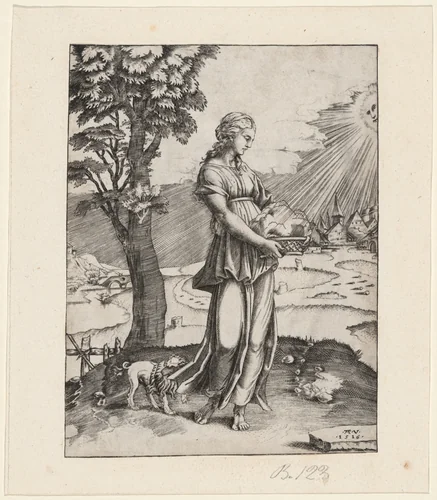 The Cumaen Sibyl by Agostino dei Musi, print, 1516