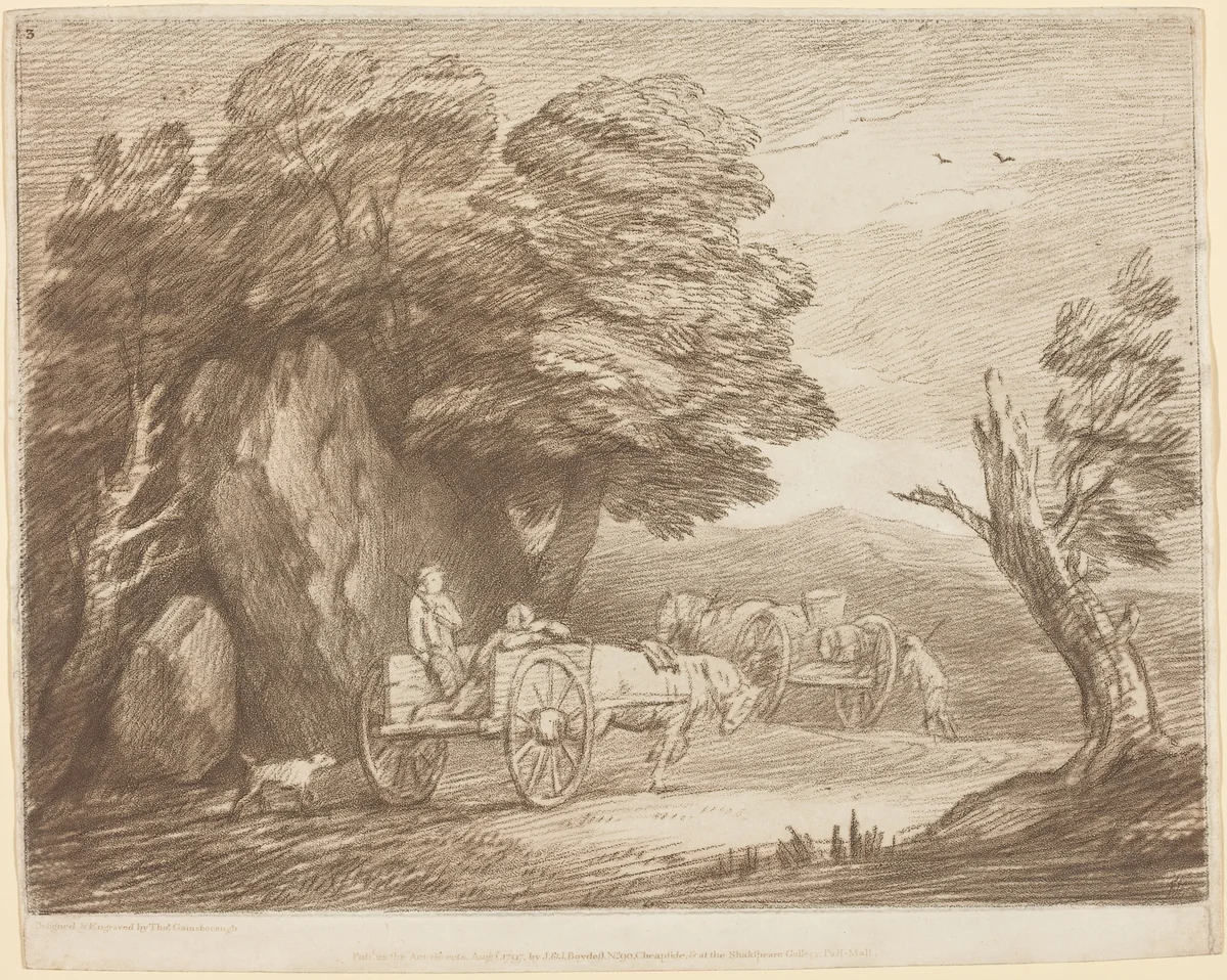Wooded Landscape with Two Country Carts and Figures by Thomas Gainsborough
John Boydell
Josiah Boydell, print, 1779-1797