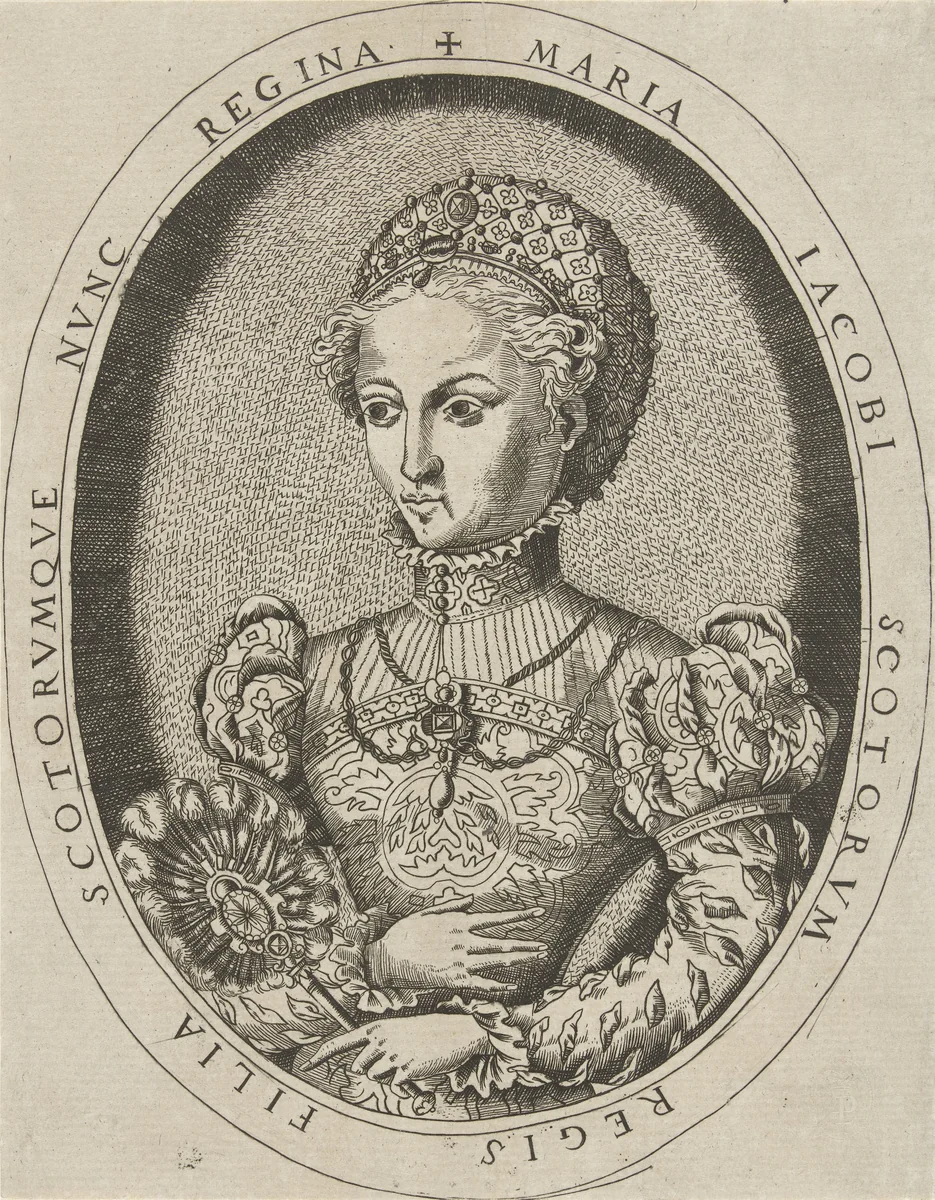 Portret van Maria I Stuart, koningin van Schotland by anonymous, print, 1542-1567
