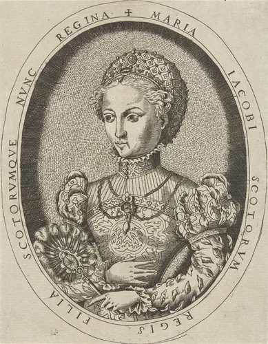Portret van Maria I Stuart, koningin van Schotland by anonymous, print, 1542-1567
