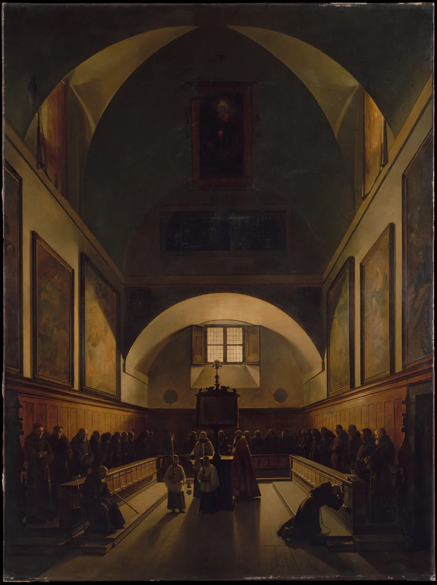 The Choir of the Capuchin Church in Rome by François Marius Granet, painting, 1814-1815