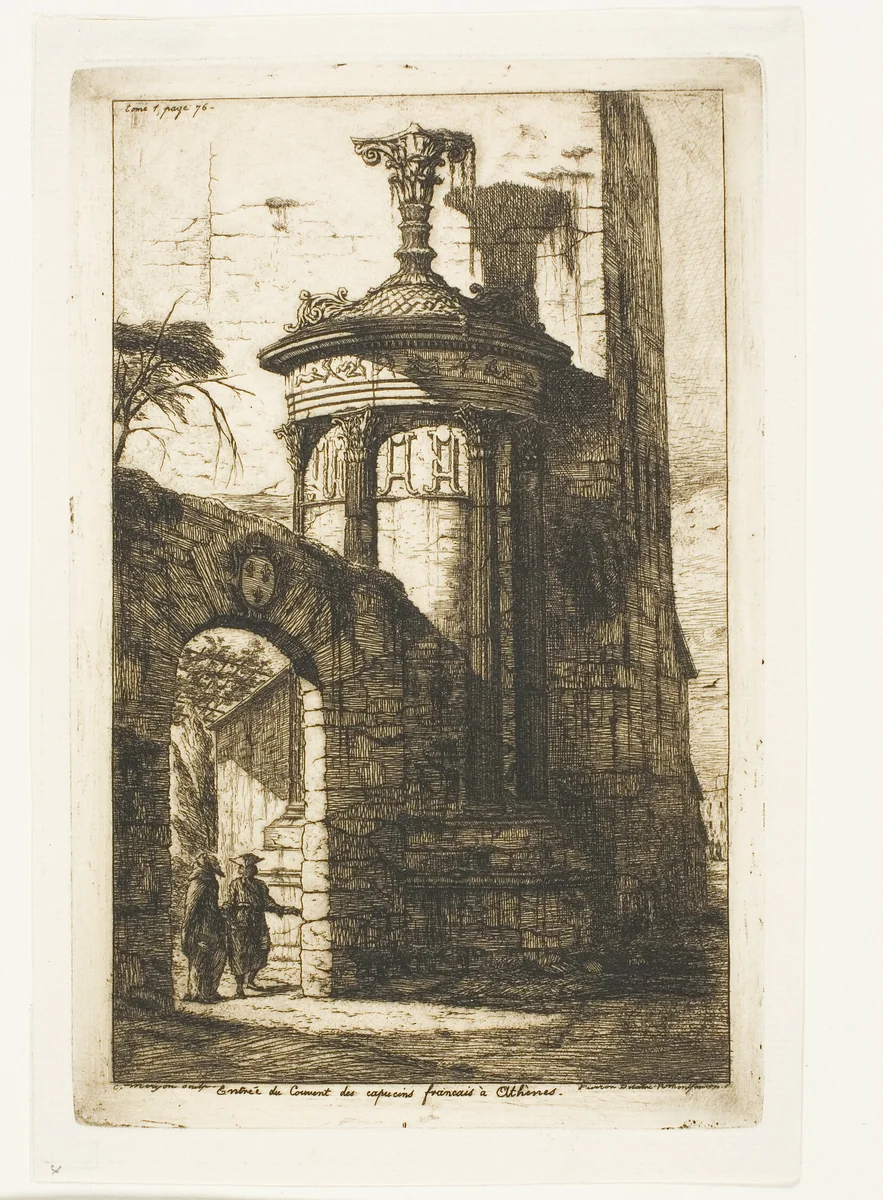 Entrance to the French Capuchin Monastery in Athens by Charles Meryon, print, 1854